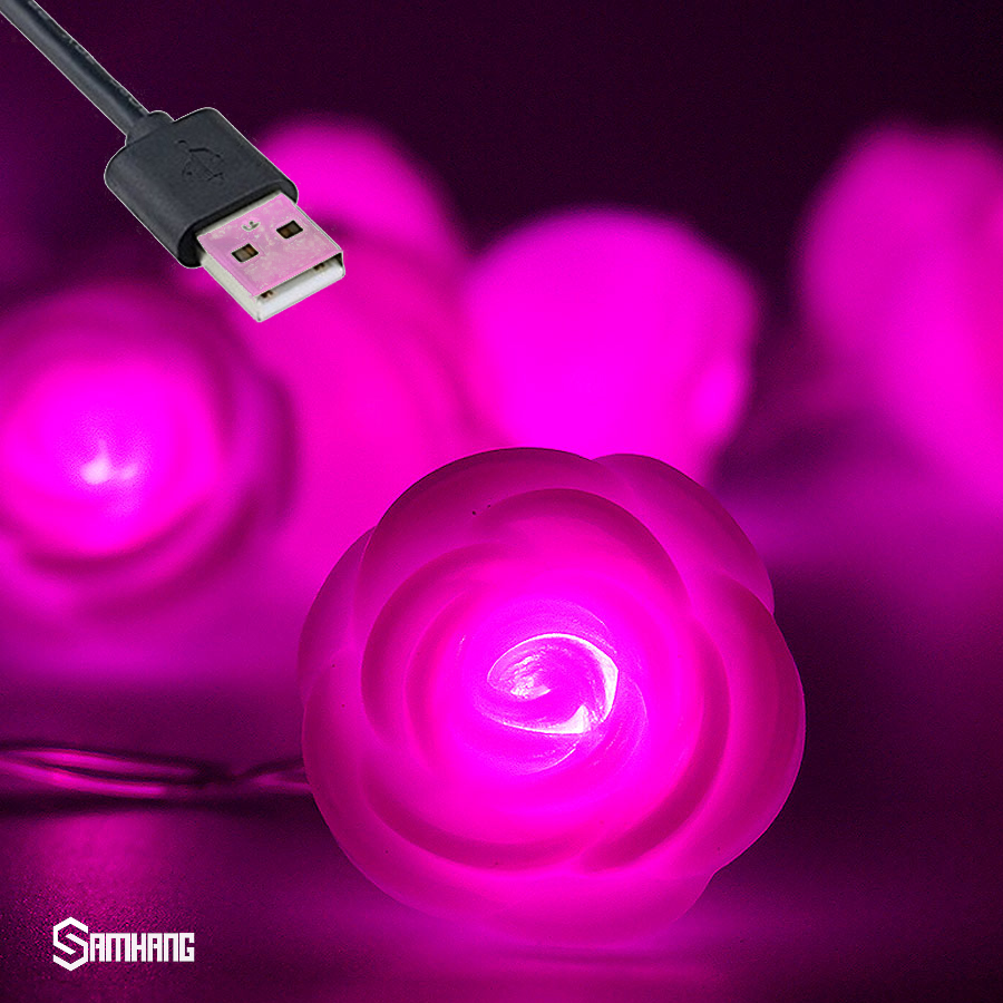 SB DC5V USB전원 인테리어 LED무드등 장미 핑크 20개 1세트 간접등 조명 무드등 캠핑등